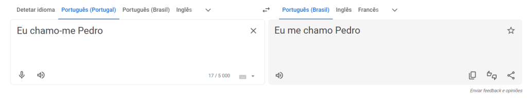 differenza portoghese del Portogallo e del Brasile Google Translate